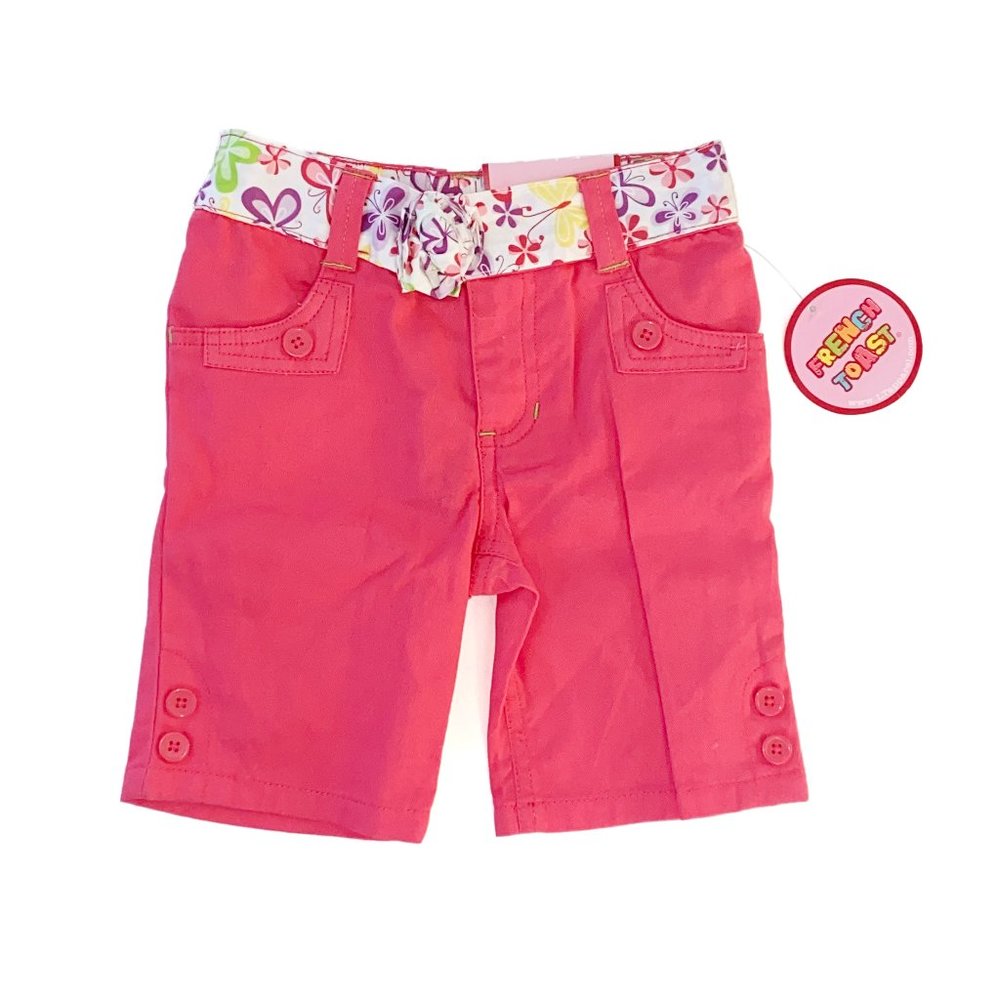Toddler Girls 3T Pink Bermuda Shorts w/ Floral Waist - French Toast Clothing